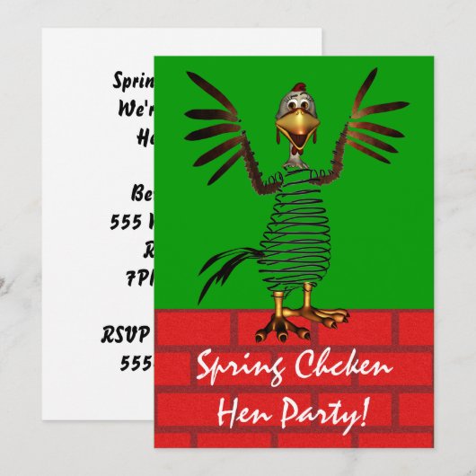 春の若鶏パーティーの招待状 招待状 (正面/裏面)