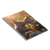 春の草原のデザインに登場する愛らしいウサギ ノートブック (右側)