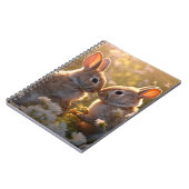 春の草原のデザインに登場する愛らしいウサギ ノートブック (左側)