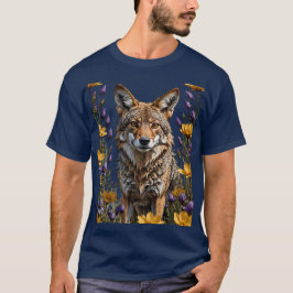 春の草原の花々に囲まれたコヨーテ Tシャツ
