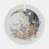 春の草原の花の三日月型のオリジナルデザイン ガラスオーナメント (裏面)