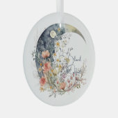 春の草原の花の三日月型のオリジナルデザイン ガラスオーナメント (正面右)