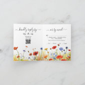春の草原の野生の花のウェディング 招待状 (内部)