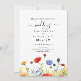春の草原の野生の花　結婚式招待状 招待状