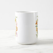 春の華やかな花の水彩モノグラム コーヒーマグカップ (中央)