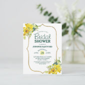 春の華やかな黄色の花のブライズシャワー ポストカード (スタンド正面)