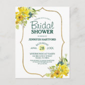 春の華やかな黄色の花のブライダルシャワー ポストカード (正面)