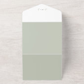 春の葉のスワッシュイニシャル オールインワン招待状 (外側)