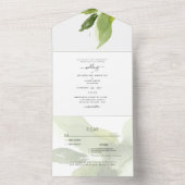 春の葉のスワッシュイニシャル オールインワン招待状 (内側)