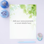 春の葉の水彩オーダーメイド チラシ (シングル)