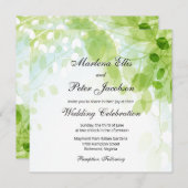春の葉の水彩結婚式 招待状 (正面/裏面)