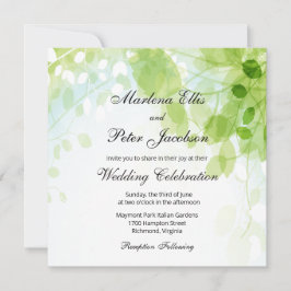 春の葉の水彩結婚式 招待状