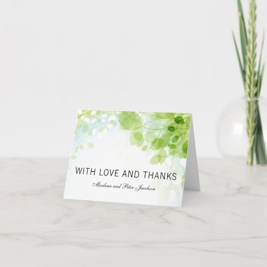 春の葉の水彩 ありがとうございます サンキューカード (正面)