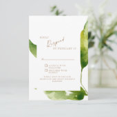 春の葉金ゴールドと白RSVPカードのtouch 出欠カード (スタンド正面)