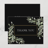 春の葉 ブラックゴールド ビジネス サンクスカード サンキューカード (正面/裏面)