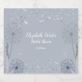 春の蒲公英のパフ 白 青 灰色 エレガント スパークリングワインラベル (シングルラベル)