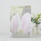 春の薄紫のモクレン(木蓮)の花 便箋 (スタンド正面)