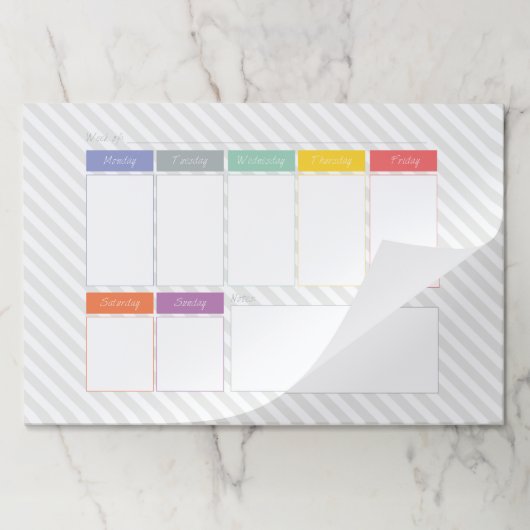 春の虹の週間カレンダーの大きいTearawayのパッド ペーパーパッド (折り畳み)