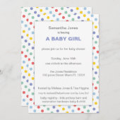 春の虹色水玉模様ベビーシャワー 招待状 (正面/裏面)