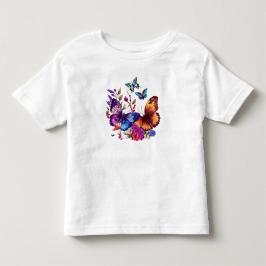 春の蝶と野の花の草原 トドラーTシャツ (正面)