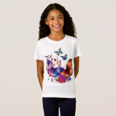 春の蝶と野花の草原 Tシャツ (正面フル)