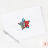 春の蝶のアブストラクトカラーバーストアート 星シール (封筒)