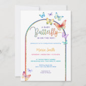 春の蝶のベビーシャワー招待状 – カラフル 招待状 (正面)