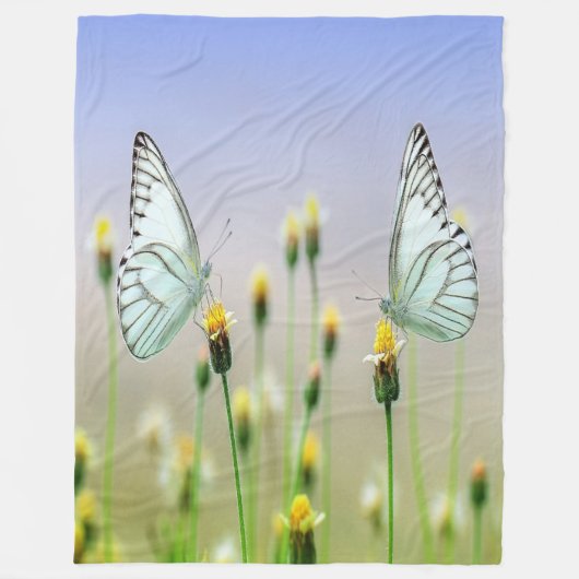 春の蝶のミラー フリースブランケット (正面)