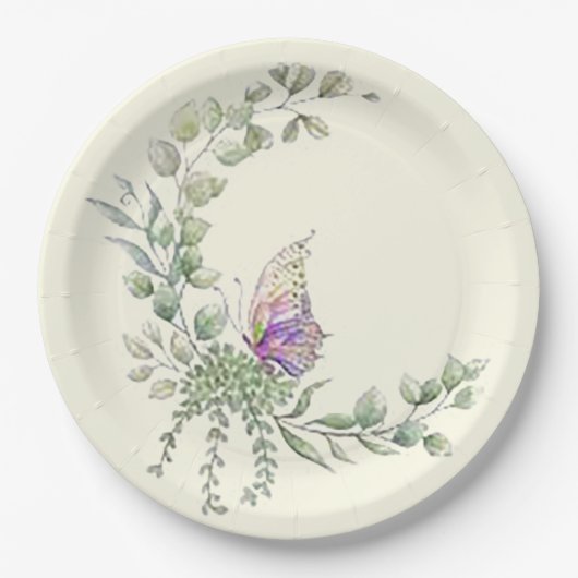 春の蝶のラウンドペーパープレート ペーパープレート (正面)