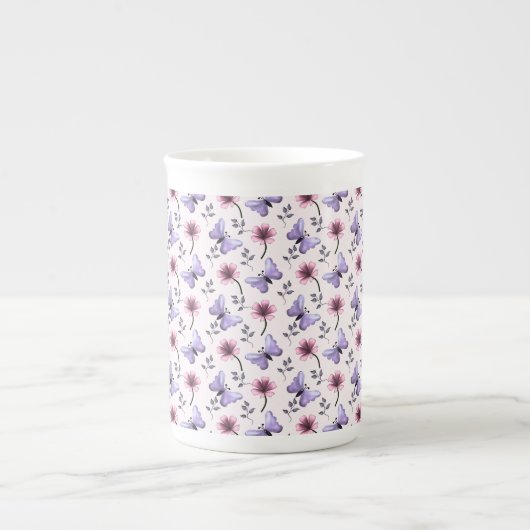 春の蝶の花ギフト ボーンチャイナマグカップ (正面)