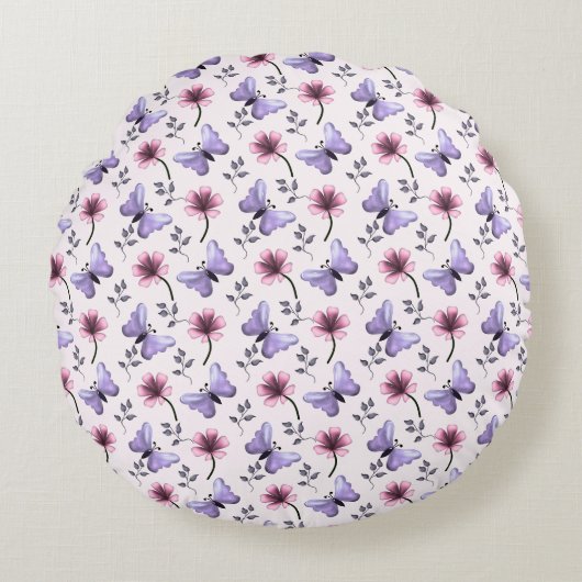 春の蝶の花ギフト ラウンドクッション (正面)