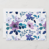 春の装い　ペイントされたパープルとターコイズの芍薬のウェディング 招待状 (裏面)