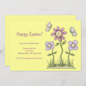 春の装飾 · 紫の花と蝶 シーズンカード (正面/裏面)