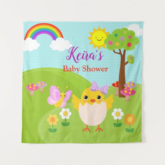春の誕生日 / ベビーシャワー 背景バナー タペストリー (正面)