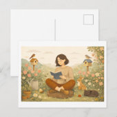 春の読書 ポストカード (正面/裏面)