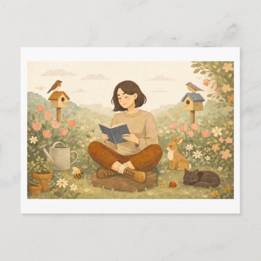 春の読書 ポストカード (正面)