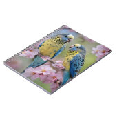 春の調和: 青と黄色のセキセイインコ ノートブック (左側)