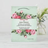 春の豊かさ カラフルな花のピンクとグリーンのウェディング 招待状 (スタンド正面)