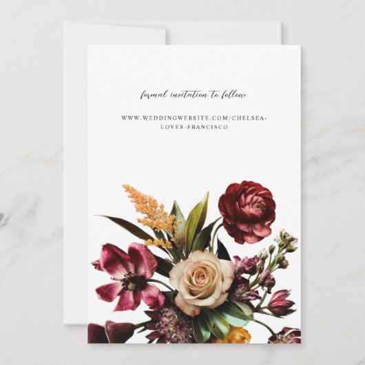 春の豊かさ カラフルな花の写真 ウェディング セーブザデート (裏面)