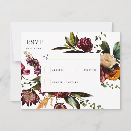 春の豊カラフル結婚かさ 出欠カード (正面)