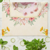 春の貴婦人、ピンクの花のグラフィックアート キッチンタオル (折り畳み)