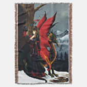 春の赤い妖精のドラゴン母なる自然の幻想 スローブランケット (正面縦)