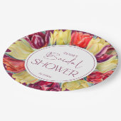 春の赤と黄色のチューリップ ブライダルシャワー ペーパープレート (アングル)