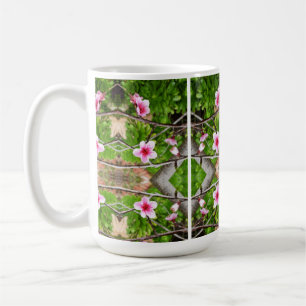 春の赤らみ: アブストラクトなピンクの花の木 コーヒーマグカップ