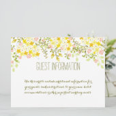 春の輝き黄色の花の結婚式情報カード 招待状 (スタンド正面)