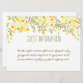 春の輝き黄色の花の結婚式情報カード 招待状 (正面/裏面)