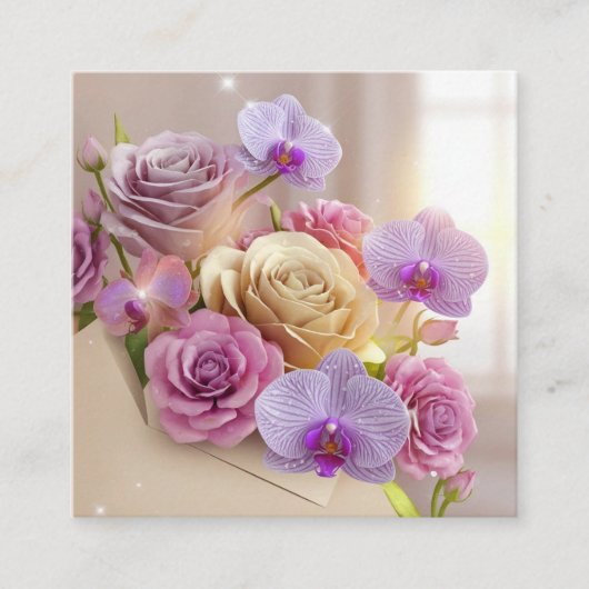 春の輝き3Dグリーティングカードと露キス スクエア名刺 (正面)