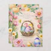 春の輝き:イースターエッグ&ブルームズ グリーティングズ シーズンカード (正面/裏面)