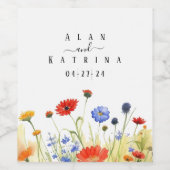 春の野原のワイルドフラワーズ ワインラベル (シングルラベル)