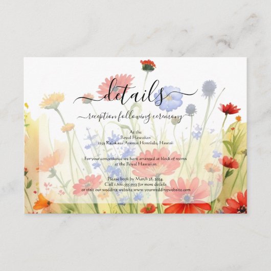 春の野原のワイルドフラワー封入カード エンクロージャーカード (正面)